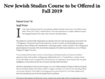2019 April 10 "New Jewish Studies Course to be Offered in Fall 2019." Click to read more...